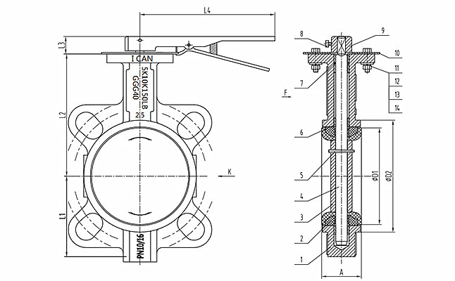 DN65軟密封對(duì)夾蝶閥